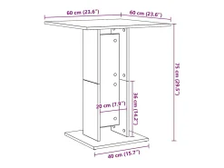 Mesa de bistró de madera contrachapada gris 60x60x75 cm