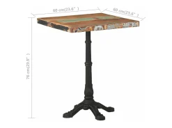 Mesa de bistró de madera maciza reciclada 60x60x76 cm