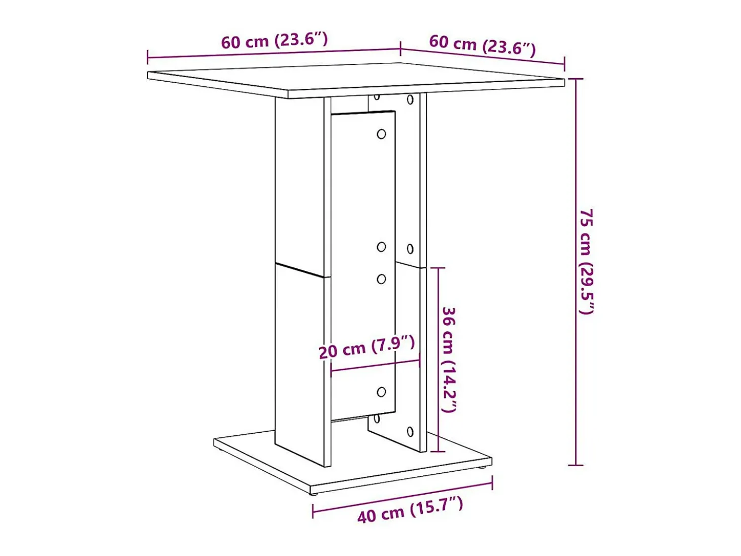 Mesa de bistró madera de ingeniería roble artisan 60x60x75 cm