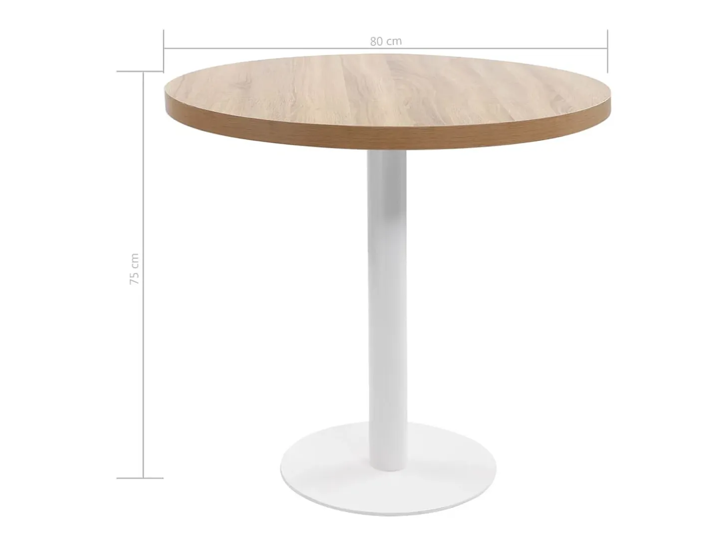 Mesa de bistró marrón claro de MDF de 80 cm