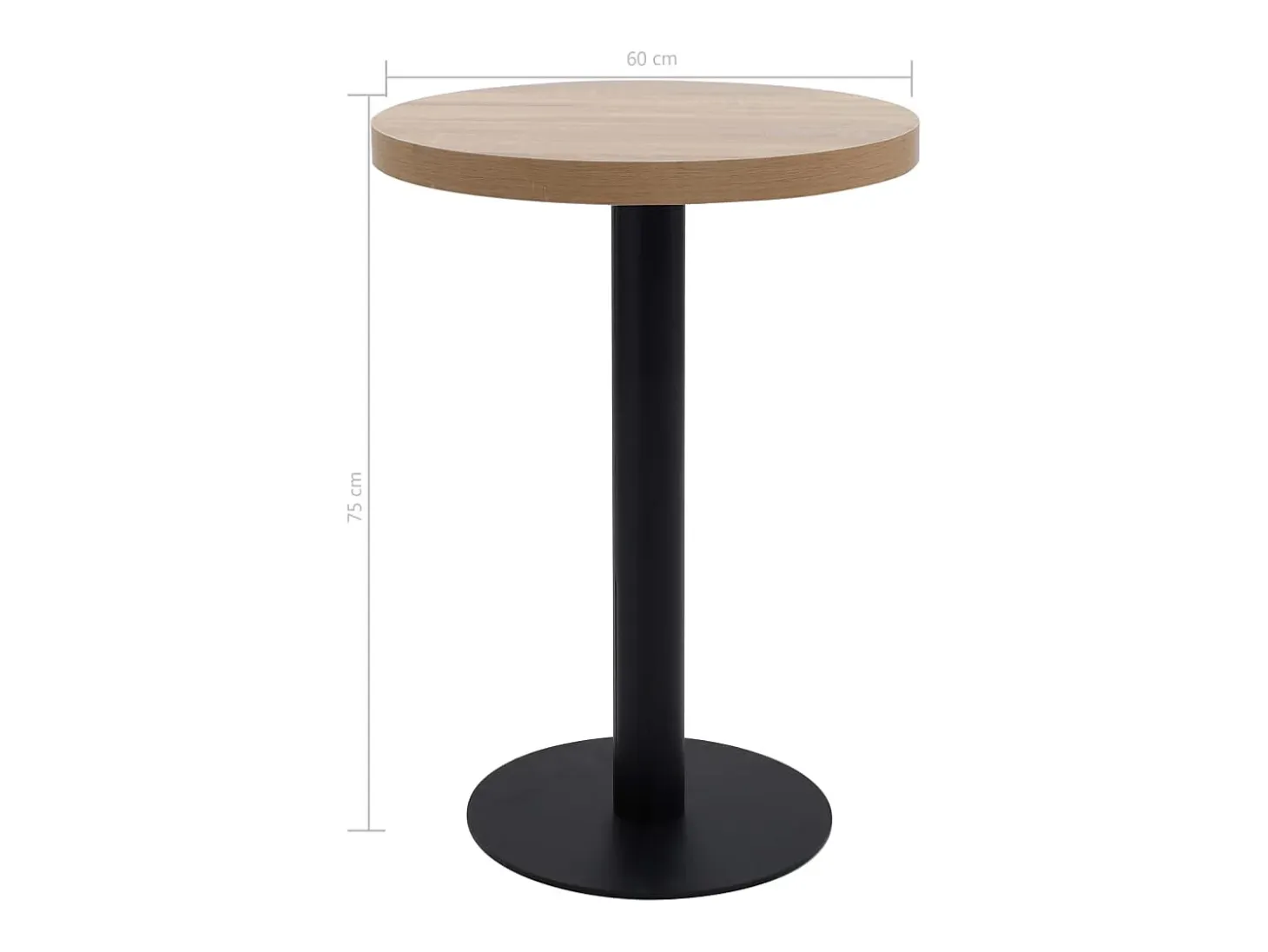 Mesa de bistró marrón claro de 60 cm de MDF