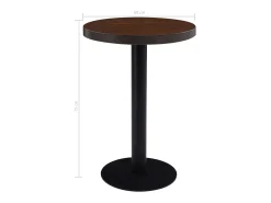 Mesa de bistró marrón oscuro de 60 cm de MDF
