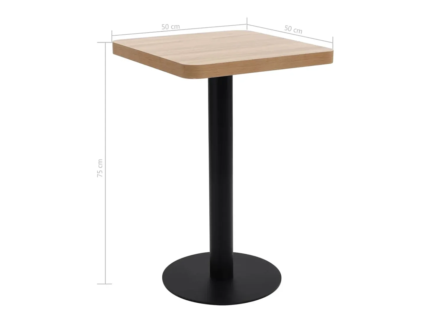 Mesa de bistró MDF marrón claro 50x50 cm