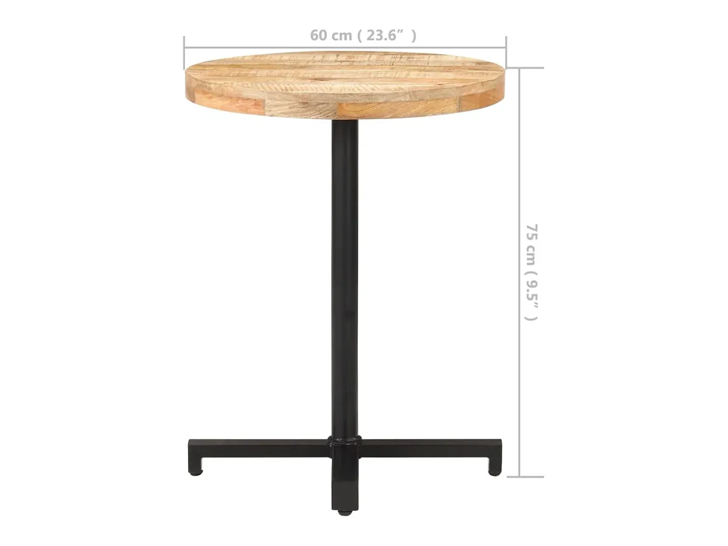 Mesa de bistró redonda madera de mango rugosa Ø60x75 cm