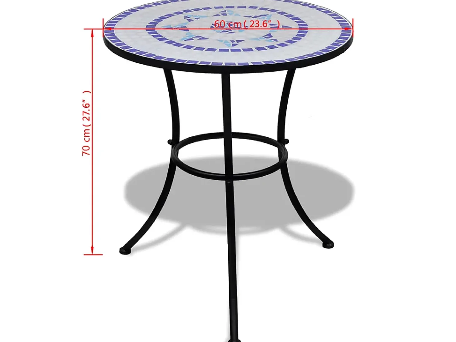 Mesa de bistro terraza mosaico azul y blanco 60 cm ES895741