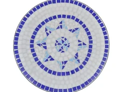 Mesa de bistro terraza mosaico azul y blanco 60 cm ES895741