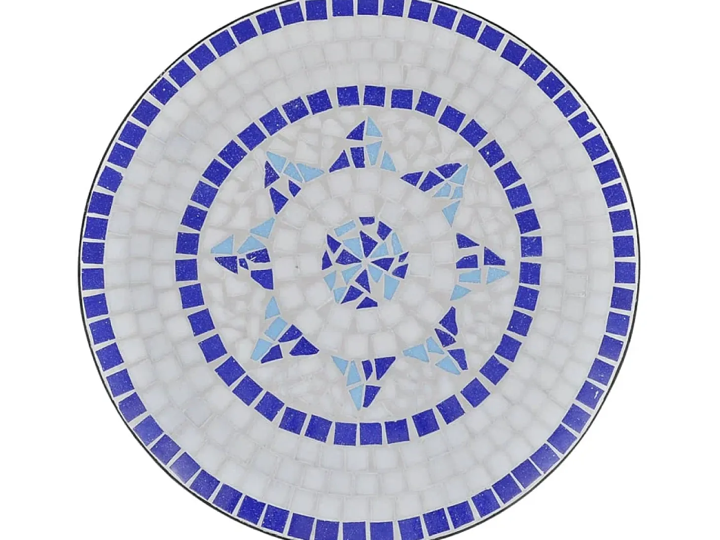 Mesa de bistro terraza mosaico azul y blanco 60 cm ES895741