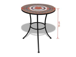 Mesa de bistro terraza mosaico terracota y blanco 60 cm ES412532