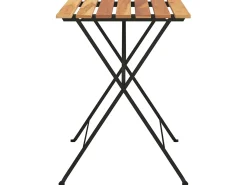 Mesa de cafetería plegable teca maciza y acero 55x54x71 cm ES470967