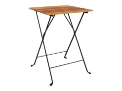 Mesa de cafetería plegable teca maciza y acero 55x54x71 cm ES470967
