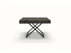 Mesa de centro de madera, acabado acero, base negra, convertible 120x80 - CAMOGLI