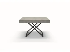 Mesa de centro de madera, acabado gris, base negra, convertible 120x80 - CAMOGLI