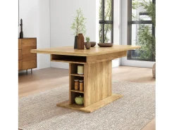 Mesa de centro elevable para 4-6 personas - patas de madera - color natural claro (130x70x75 cm)