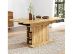 Mesa de centro elevable para 4-6 personas - patas de madera - color natural claro (130x70x75 cm)