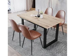 Mesa de centro elevable para 4-6 personas - patas de metal - natural claro (140-180x80x75 cm)