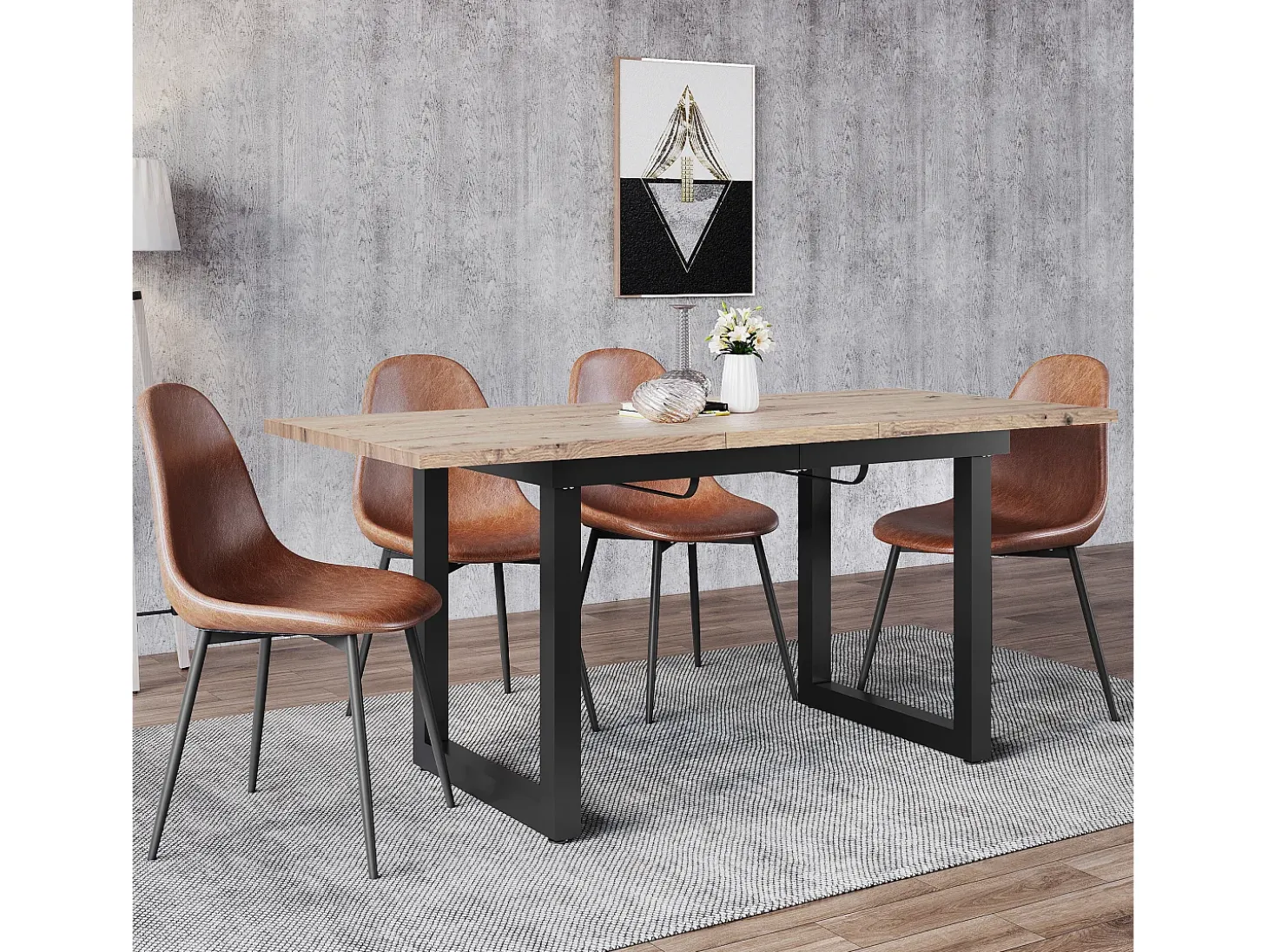 Mesa de centro elevable para 4-6 personas - patas de metal - natural claro (140-180x80x75 cm)