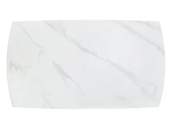 Mesa de cerámica blanca, base de metal negro, extensible 140x90-200x90 cm - BONIFACIO