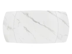 Mesa de cerámica blanca, base de metal negro, extensible 120x88-180x88 cm - BONIFACIO