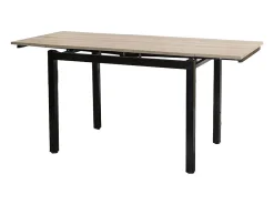 Mesa de Cocina Extensible – 110/170x70x75 cm, Tapa MDF en Acabado Roble y Patas Metálicas Negras, con Dos Alas Laterales, Diseño Moderno y Funcional.