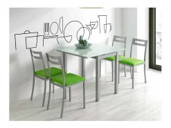 Mesa de cocina extensible Laia acabado cristal blanco, 95cm (largo) x 55/95cm ancho x 76cm