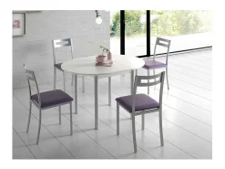 Mesa de cocina extensible tipo libro Fátima acabado blanco, 90/120 x 90 x 75.5 cm (largo