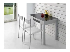 Mesa de cocina extensible Victoria acabado negro, 100/160 X 60 X 76 cm (largo x ancho x al