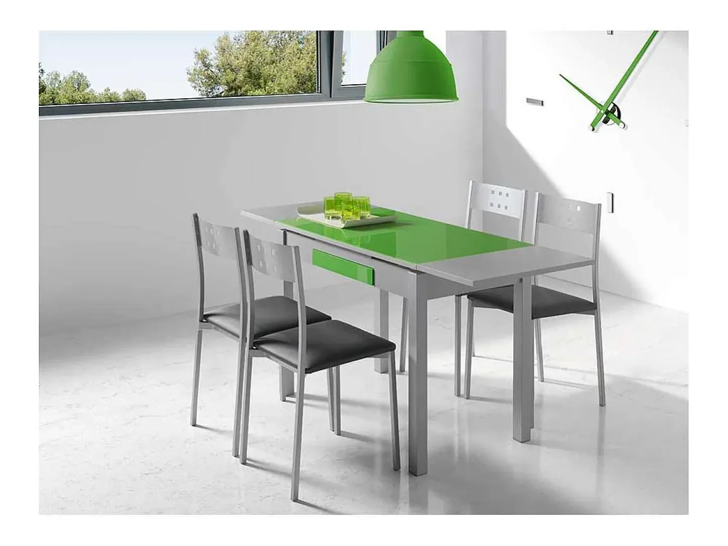Mesa de cocina extensible Victoria acabado verde, 100/160 X 60 X 76 cm (largo x ancho x al