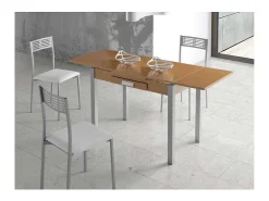 Mesa de cocina Isabella extensible acabado roble, 100/160 x 60 x 76 cm (largo x ancho x al