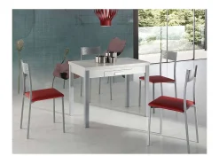 Mesa de cocina Isabella extensible acabado blanco, 100/160 x 60 x 76 cm (largo x ancho x a