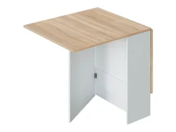 Mesa de Cocina Plegable con Acabado en Color Blanco Artik y Roble Canadian - Dim: 77 cm (Largo) x 31-140 cm (Ancho) x 79 cm (Alto)