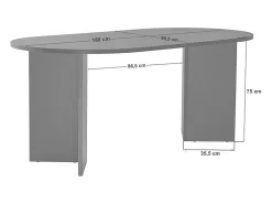 Mesa de comedor – 180 cm x 75 cm x 89,5 cm – Madera blanca – Tablero de partículas