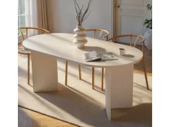 Mesa de comedor – 180 cm x 75 cm x 89,5 cm – Madera blanca – Tablero de partículas
