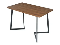 Mesa de comedor - 117 x 68×75 cm, mesa rectangular de madera con patas de metal, color negro/nogal