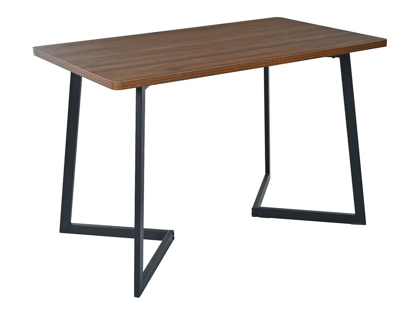 Mesa de comedor - 117 x 68×75 cm, mesa rectangular de madera con patas de metal, color negro/nogal