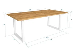 Mesa de Comedor, 10 Comensales, 194x90x75cm, Robusta y estable gracias a su estructura y patas macizas, Roble, Estilo Industrial