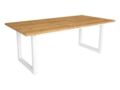 Mesa de Comedor, 10 Comensales, 194x90x75cm, Robusta y estable gracias a su estructura y patas macizas, Roble, Estilo Industrial