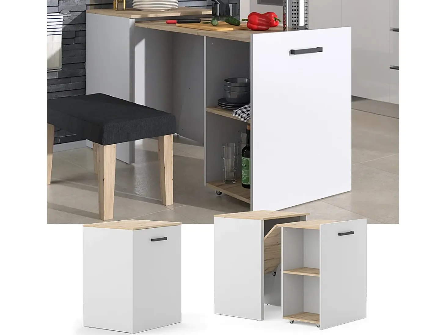 Mesa de comedor roble grisáceo/artesano 60x50.4x78 adam