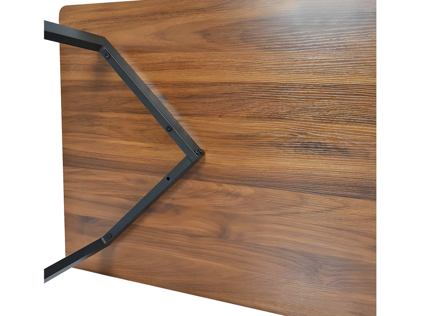 Mesa de comedor - tapa de veta de madera - patas de metal negro - 117x68cm - Marrón y negro
