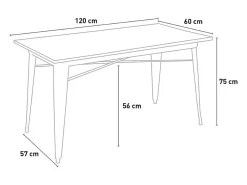 Mesa de comedor 120 x 60 industrial madera metal vintage Caupona Brush - Negro