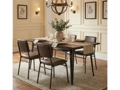 Mesa de comedor 120 x 60 industrial madera metal vintage Caupona Brush - Negro
