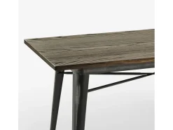 Mesa de comedor 120 x 60 industrial madera metal vintage Caupona Brush - Negro