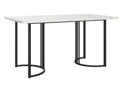Mesa de comedor 140 x 80 x 75 cm, de metal, rectangular en mármol moderno, patas ajustables, color blanco/negro.