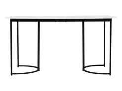Mesa de comedor 140 x 80 x 75 cm, de metal, rectangular en mármol moderno, patas ajustables, color blanco/negro.