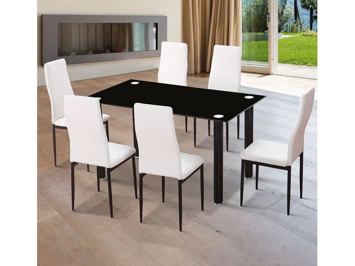 Mesa de comedor Ake Cristal negro - Cromo