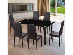 Mesa de comedor Ake Cristal negro - Cromo