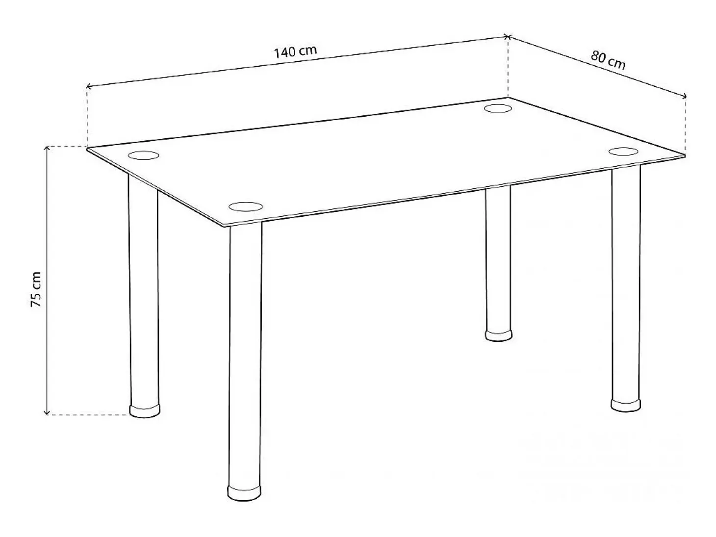 Mesa de comedor Ake Cristal negro - Cromo