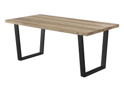 Mesa de comedor ALTONIA – 180x90 cm – Efecto madera de mango – Patas de metal – Diseño industrial y acogedor