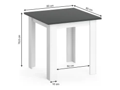 Mesa de comedor antracita 80x80x76.6 karlos