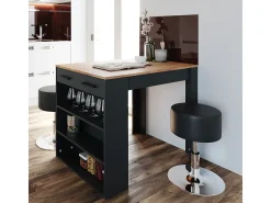Mesa de comedor antracita/roble dorado 67x100x77.5 repose