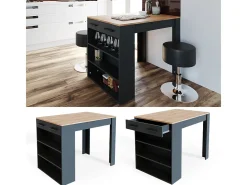 Mesa de comedor antracita/roble dorado 67x100x77.5 repose